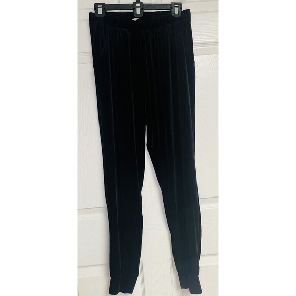 MTS Pants Womens Small Black Velvet Stretch Jogger Pull On Pockets- 5481 - Picture 1 of 7